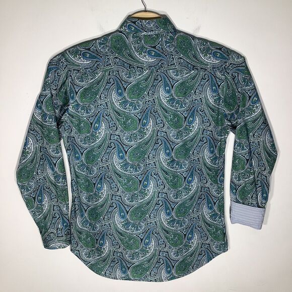 R&G London New York Mens Long Sleeve Button Up Shirt Paisley Size Large - Picture 3 of 6